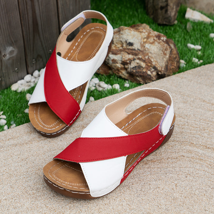 Sophia | Women's Colorblock Cross-strap Summer Wedge Sandals