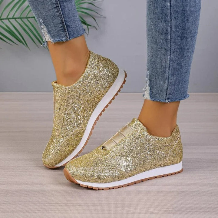 Nika | Women's Glitter Slip-On Sneakers | Casual Low-Cut Style