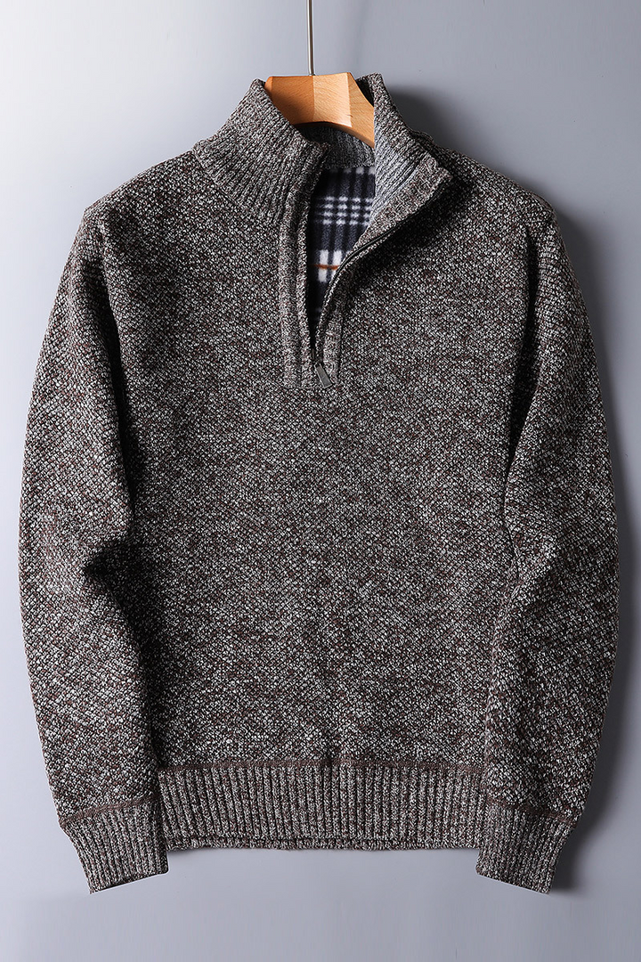 Men's Cozy Knit Sweater with Zipper Closure
