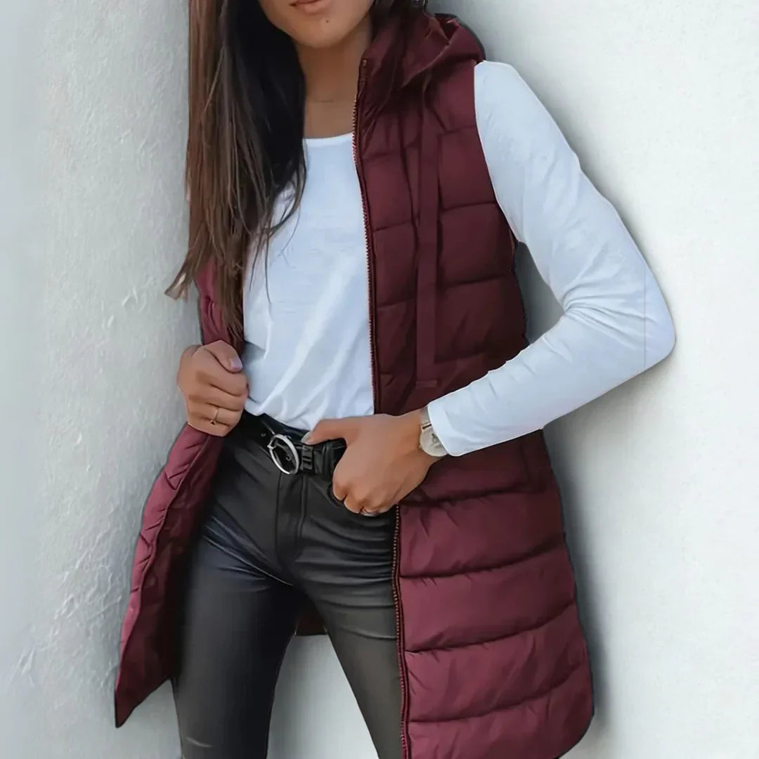 Women's Long Hooded Puffer Vest