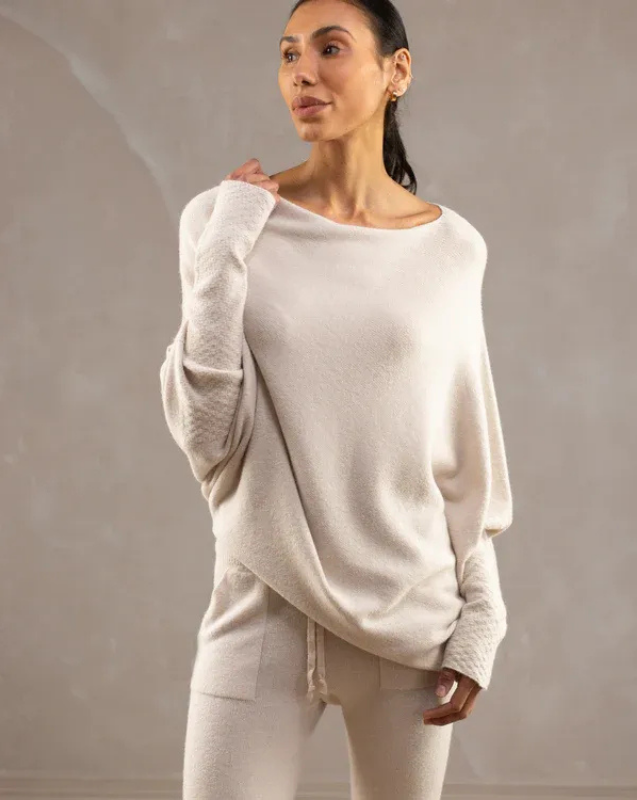 Women's Off-Shoulder Knit Top with Swing Collar | Elegant Style