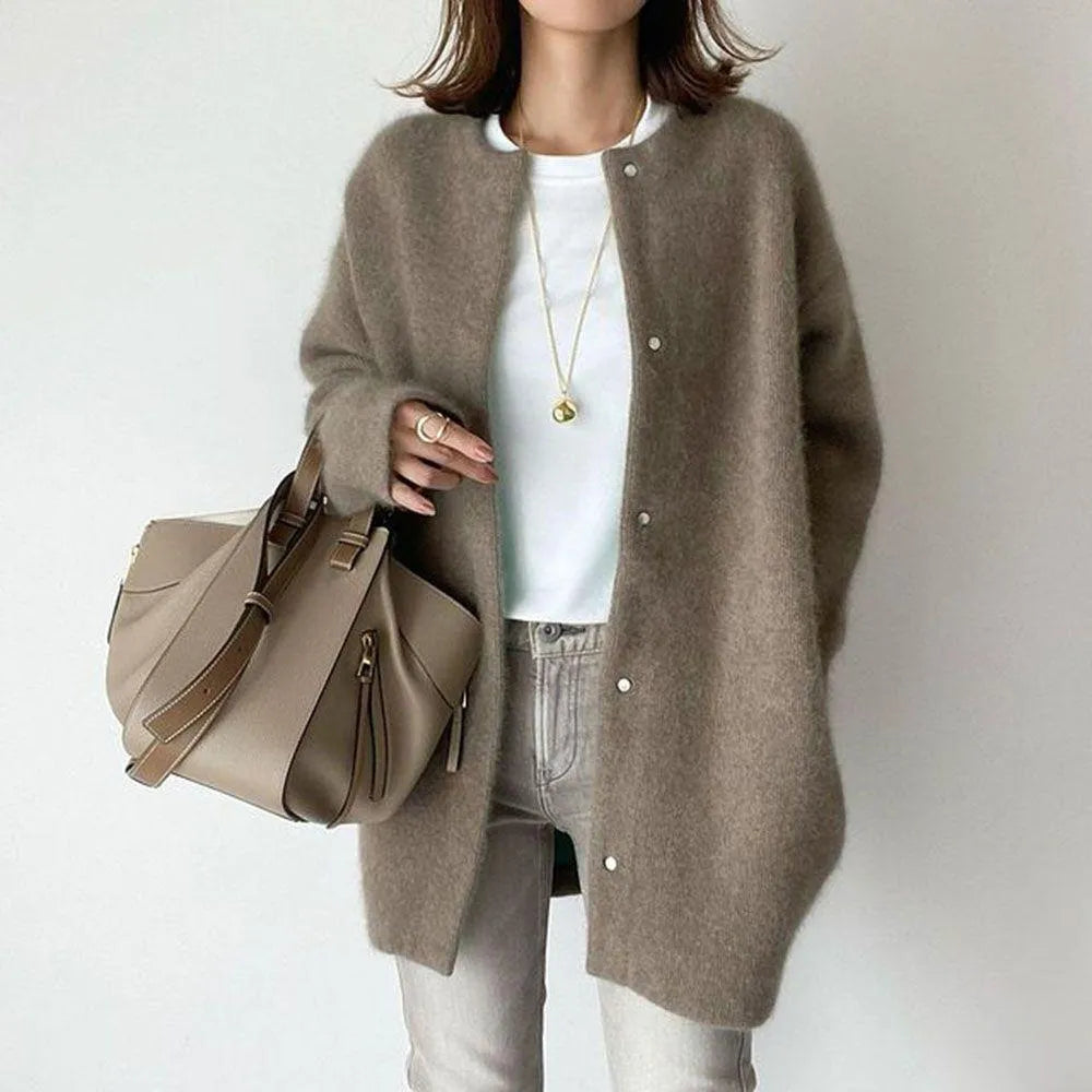 Women's Cozy Knitted Cardigan with Button Closure