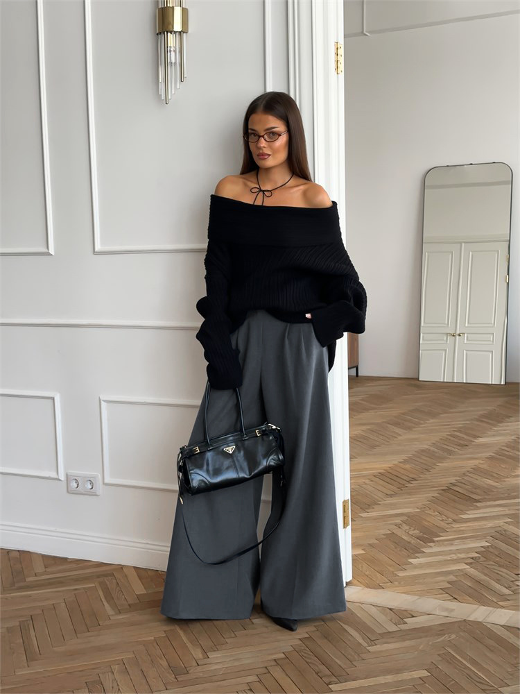 Women's High Waisted Wide Leg Casual Trousers