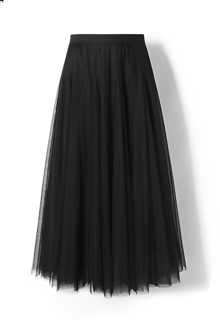 Women's Pleated Midi Skirt in Mesh Fabric