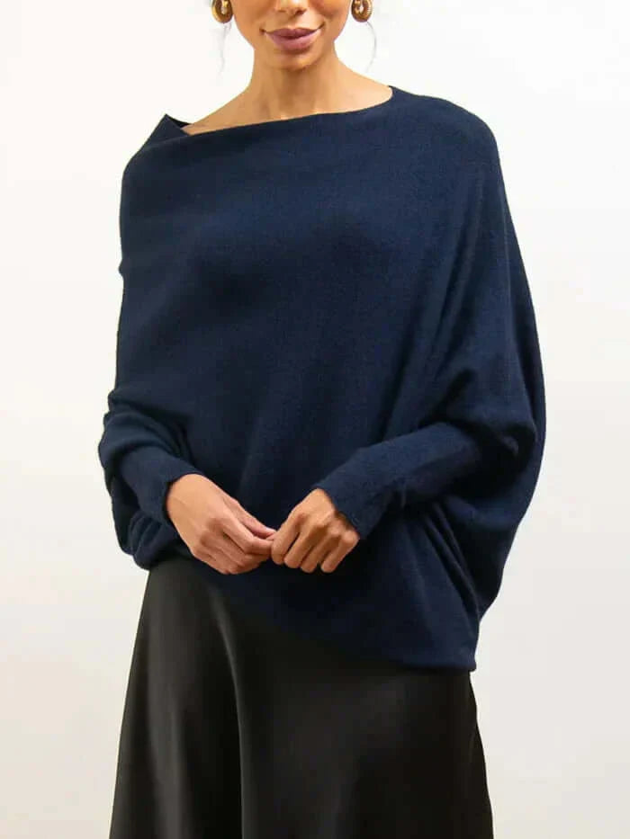 Women's Asymmetric Draped Sweater | Long Hem Design