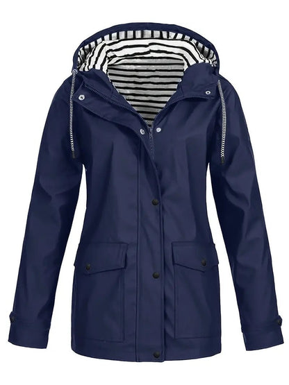 Behaaglijke casual regenjas met capuchon en rits voor dames, voor herfstdagen