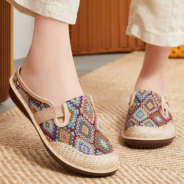 Rosie | Women's Orthopedic Sandals in Embroidered Linen