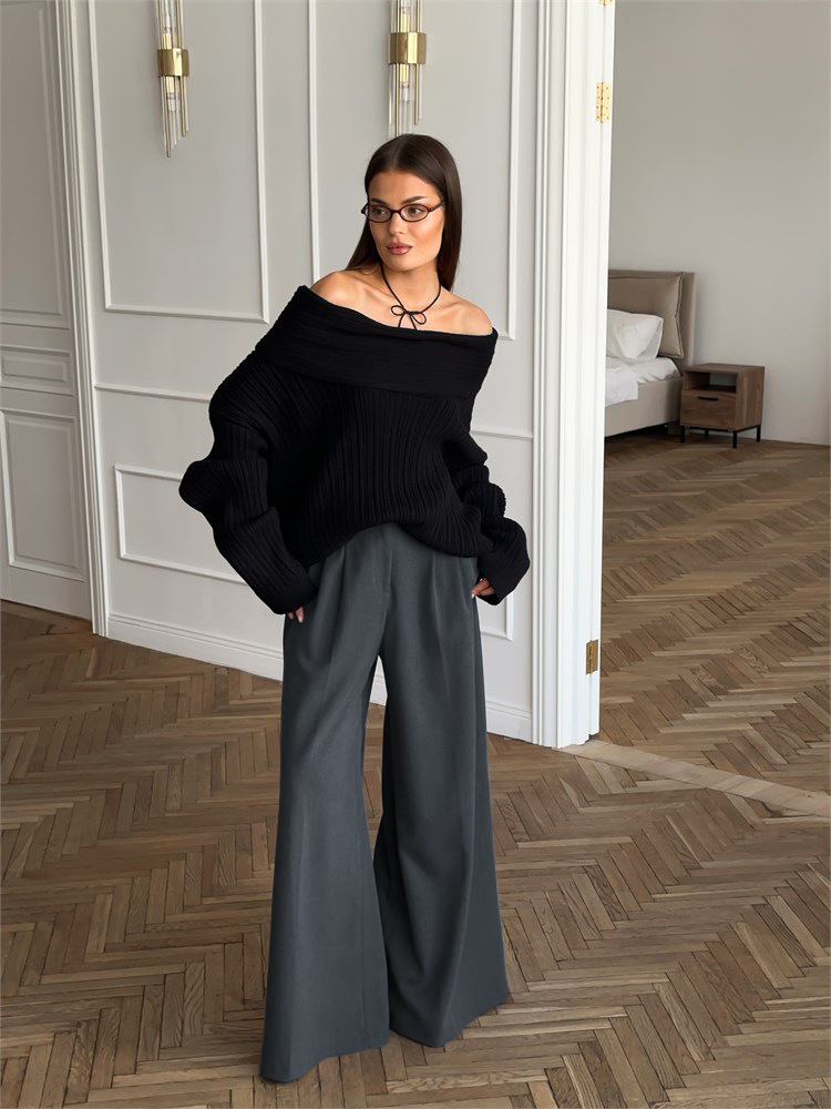 Women's High Waisted Wide Leg Casual Trousers