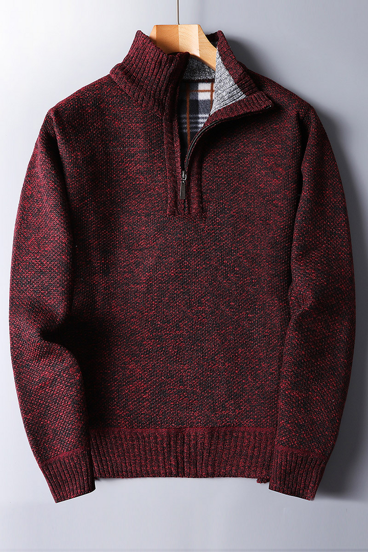 Men's Cozy Knit Sweater with Zipper Closure