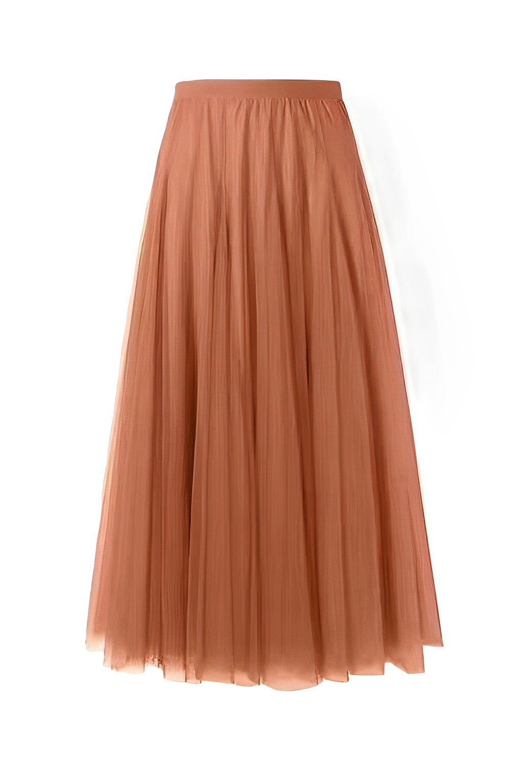 Women's Pleated Midi Skirt in Mesh Fabric