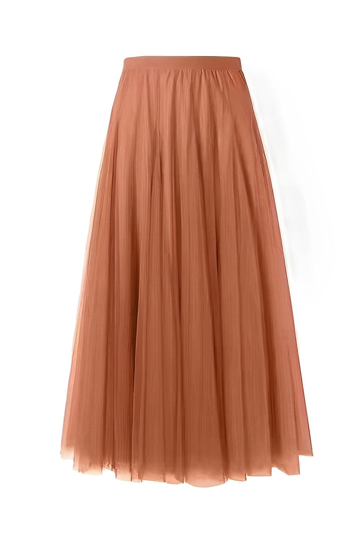 Women's Pleated Midi Skirt in Mesh Fabric