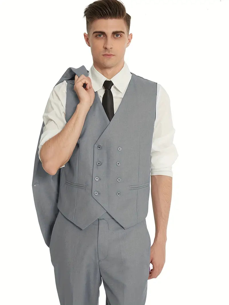 James | Men's Three-Piece Business Blazer, Vest, and Trouser Set