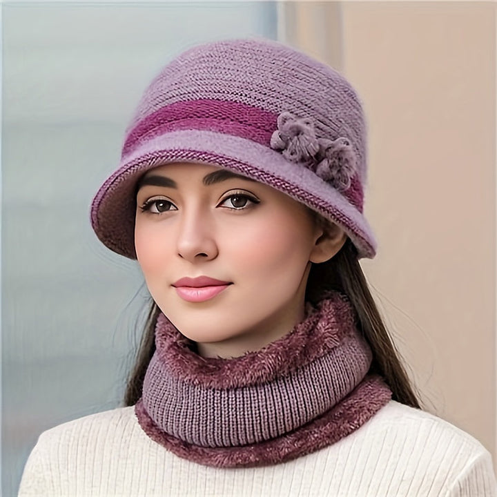 Women's Knitted Winter Set with Hat, Scarf, and Gloves