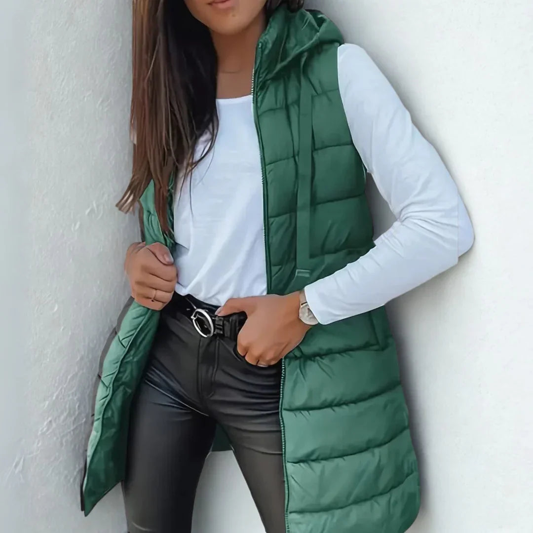 Women's Long Hooded Puffer Vest