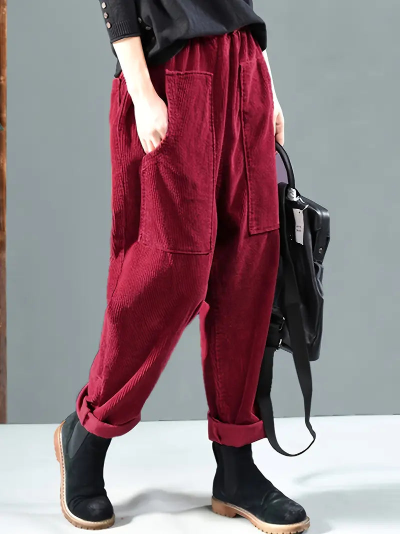 Women’s Modern Straight-Leg Corduroy Trousers for Winter