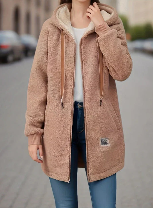 Women's Sherpa Lined Fleece Hoodie with Zip Front for Winter