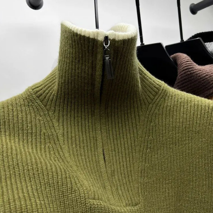 Men's Sporty Elegant Stand-Up Collar Pullover with Zipper