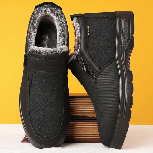 Men's Winter Shoes with Fleece Lining, Zip Side and Grip Sole