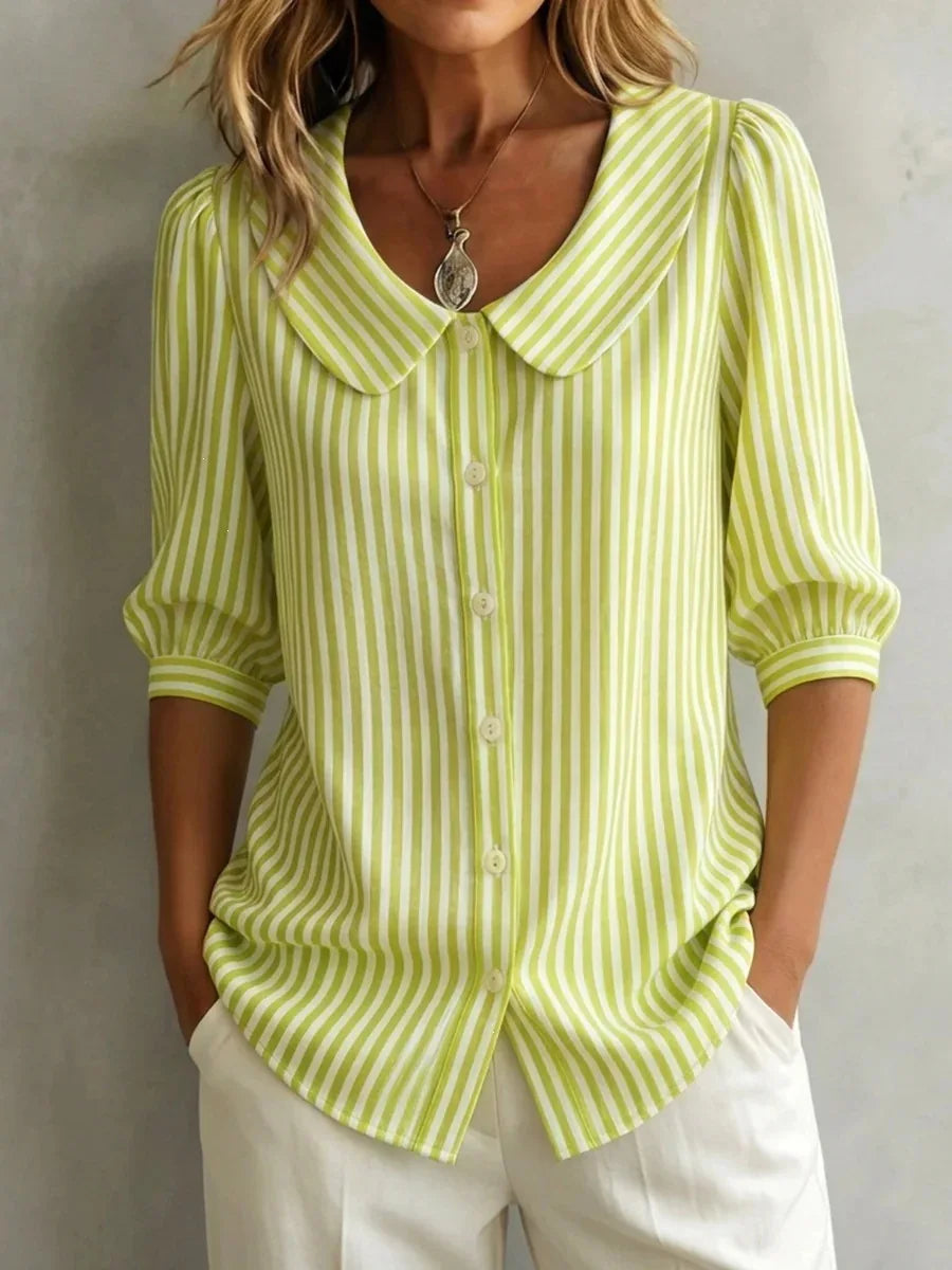 Abby | Women's Oversized Striped Blouse-Omni Prime Goods