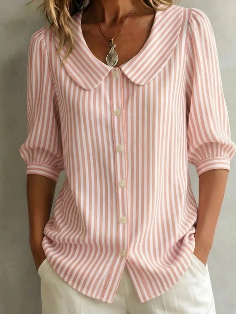Abby | Women's Oversized Striped Blouse-Omni Prime Goods