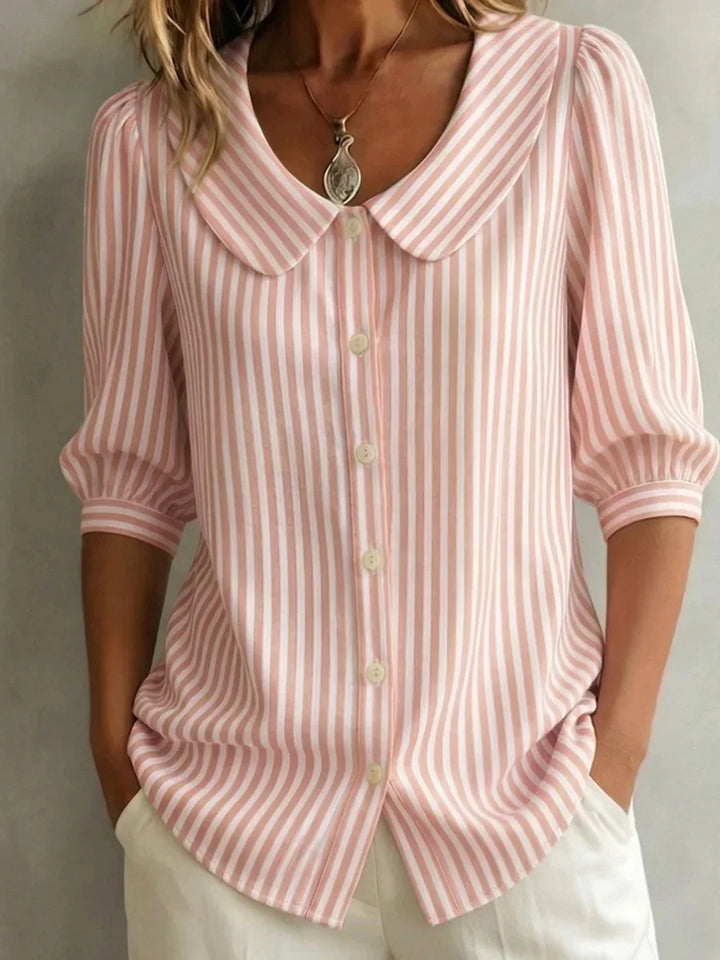Abby | Women's Oversized Striped Blouse-Omni Prime Goods