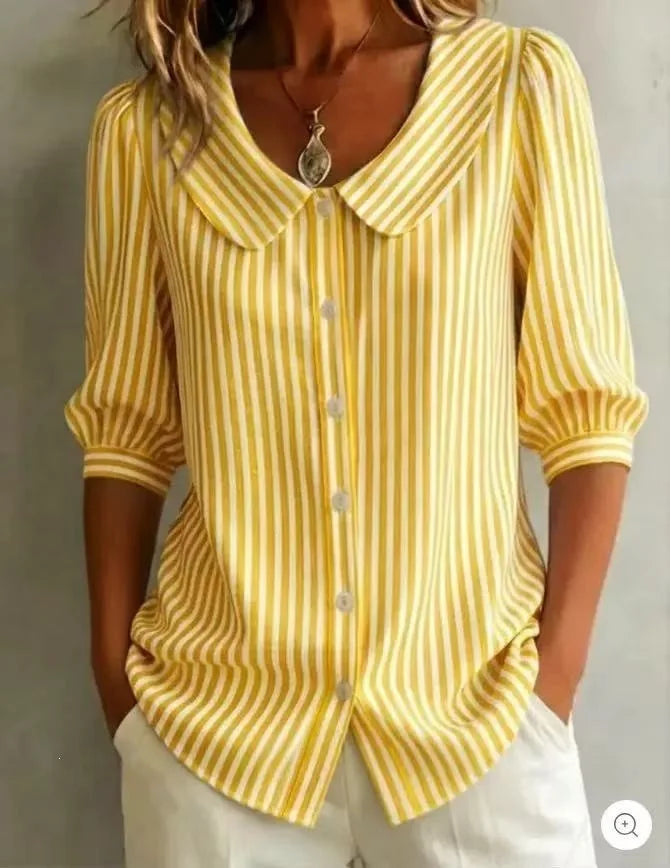 Abby | Women's Oversized Striped Blouse-Omni Prime Goods