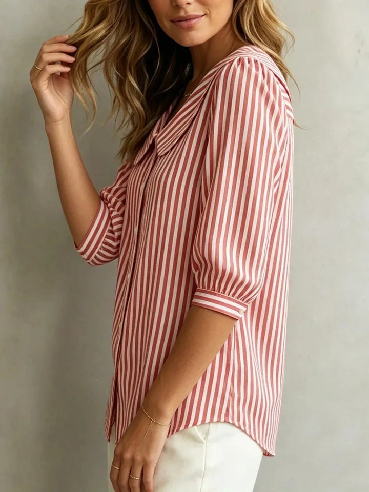 Abby | Women's Oversized Striped Blouse-Omni Prime Goods