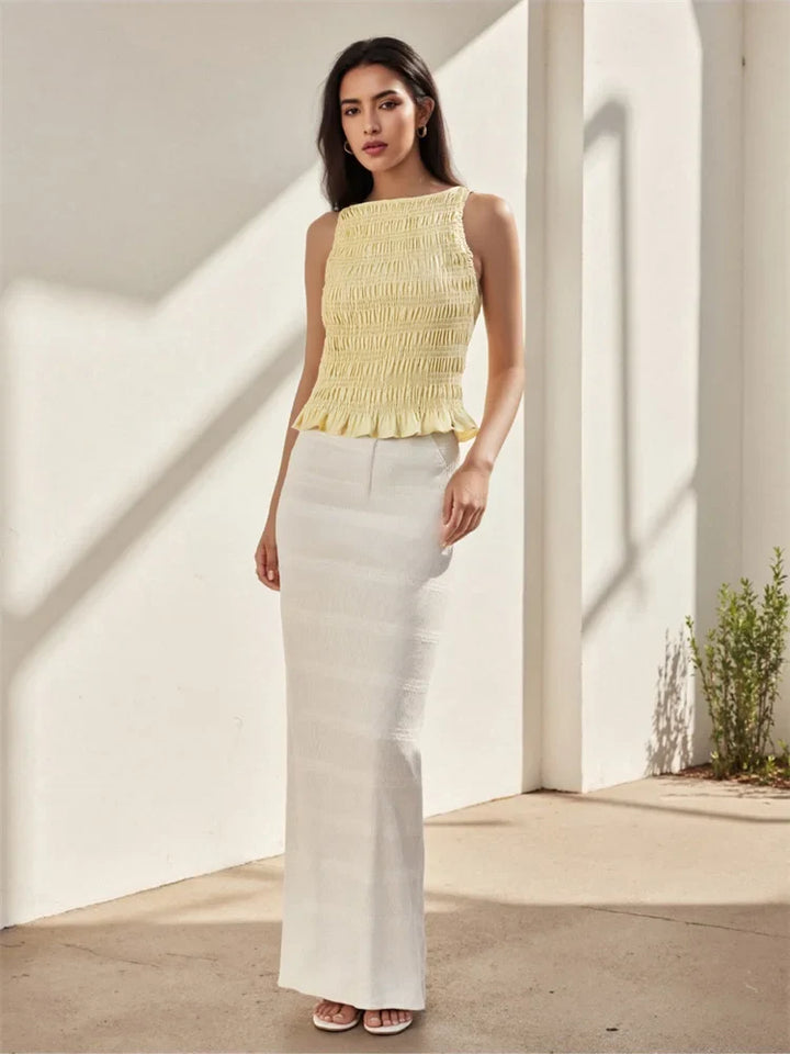 Abigail | Women's Ruffle Hem Sleeveless Top-Omni Prime Goods