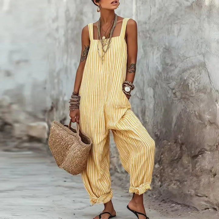 Addie | Women's Striped Wide Leg Jumpsuit-Omni Prime Goods