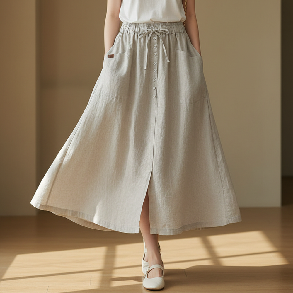 Adeline | Women's A-Line Linen Skirt-Omni Prime Goods