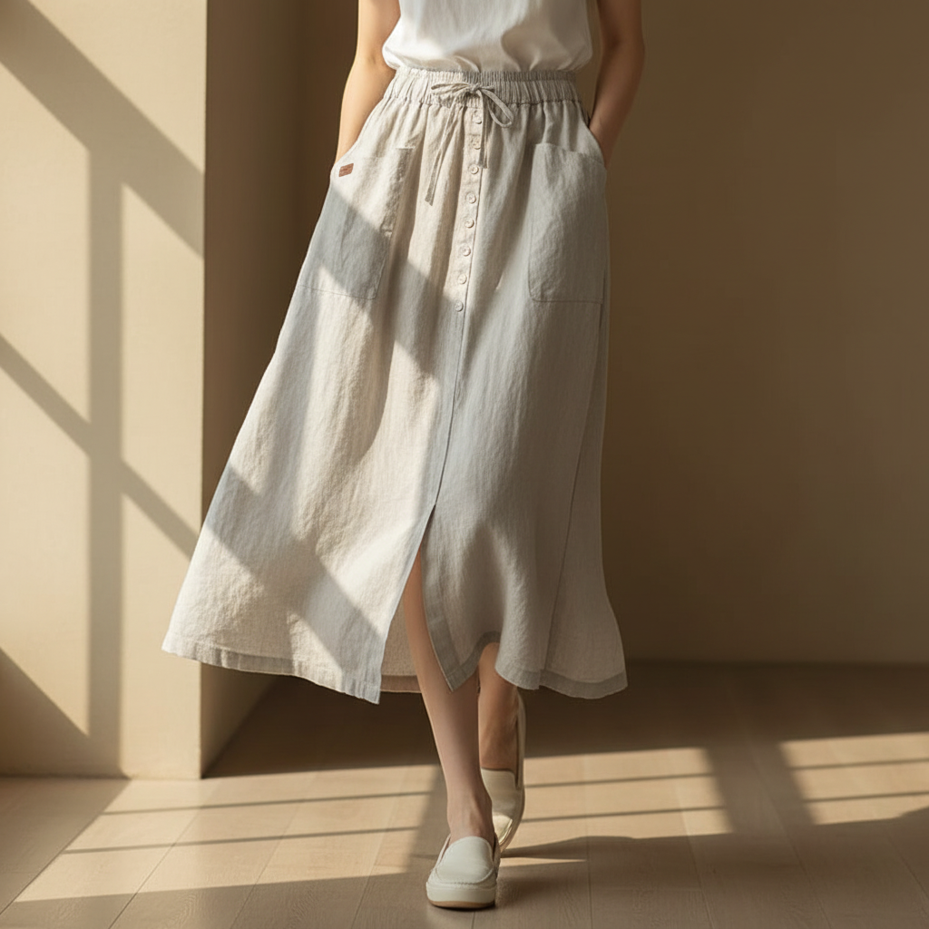 Adeline | Women's A-Line Linen Skirt-Omni Prime Goods
