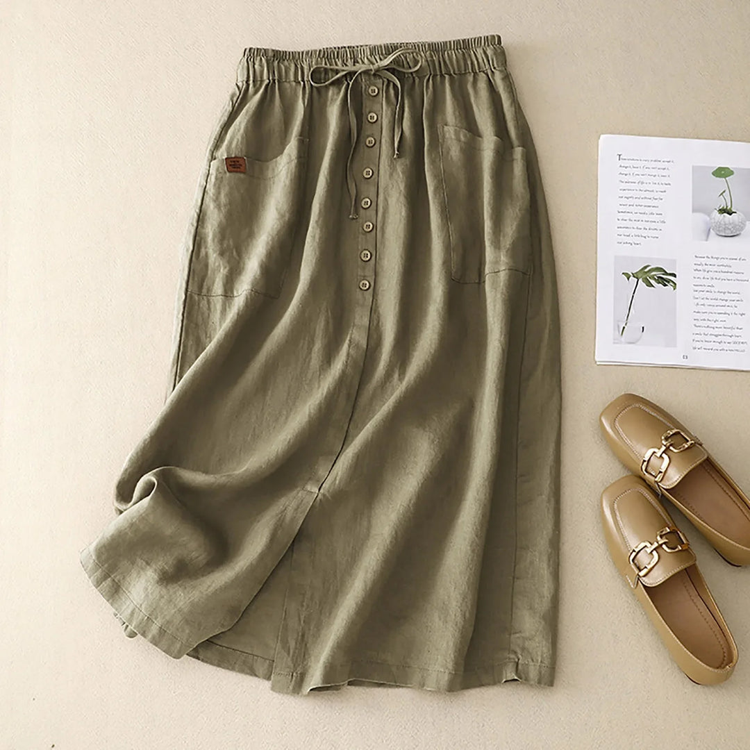 Adeline | Women's A-Line Linen Skirt-Omni Prime Goods