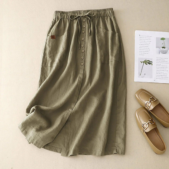 Adeline | Women's A-Line Linen Skirt-Omni Prime Goods