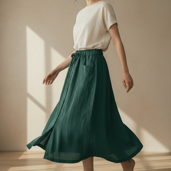 Adeline | Women's A-Line Linen Skirt-Omni Prime Goods
