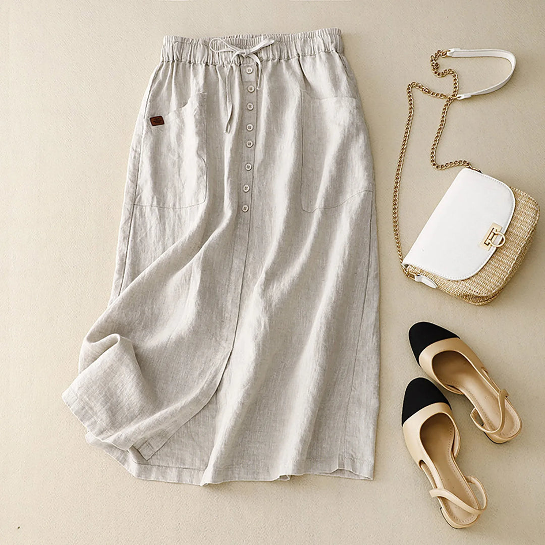 Adeline | Women's A-Line Linen Skirt-Omni Prime Goods