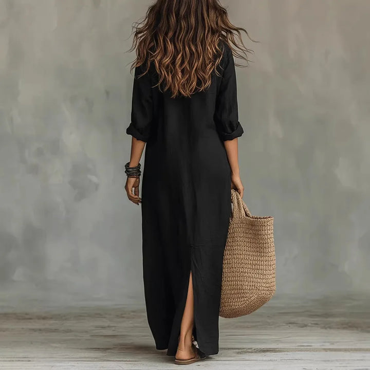 Agnes | Women's Linen Long Shirt Dress-Omni Prime Goods