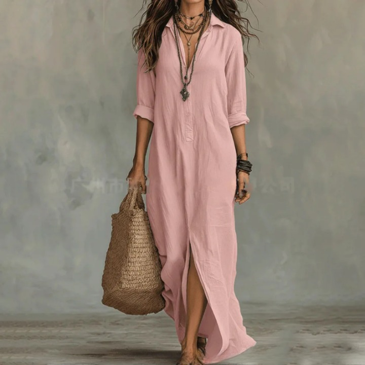 Agnes | Women's Linen Long Shirt Dress-Omni Prime Goods