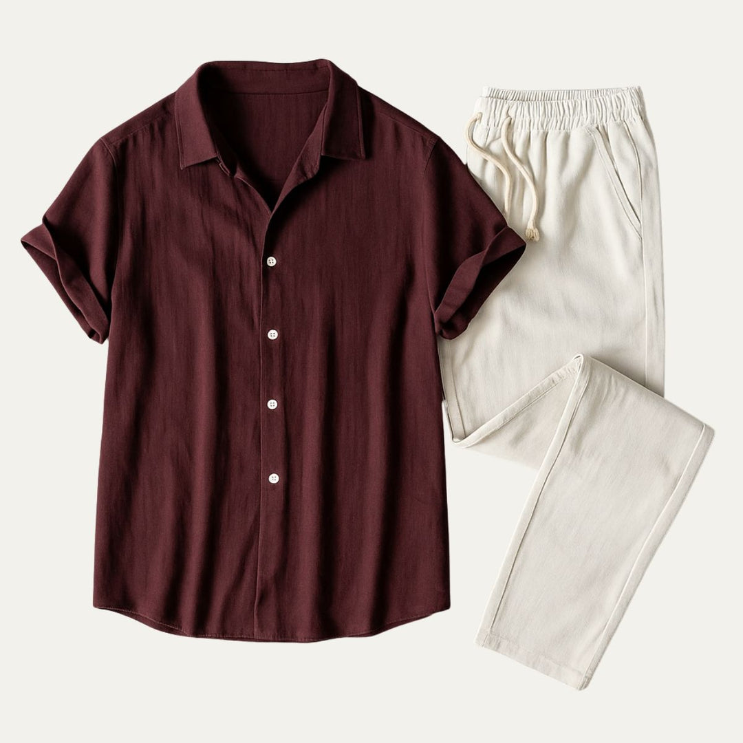 Amalfi | Men's Linen Shirt and Drawstring Pants Outfit-Omni Prime Goods