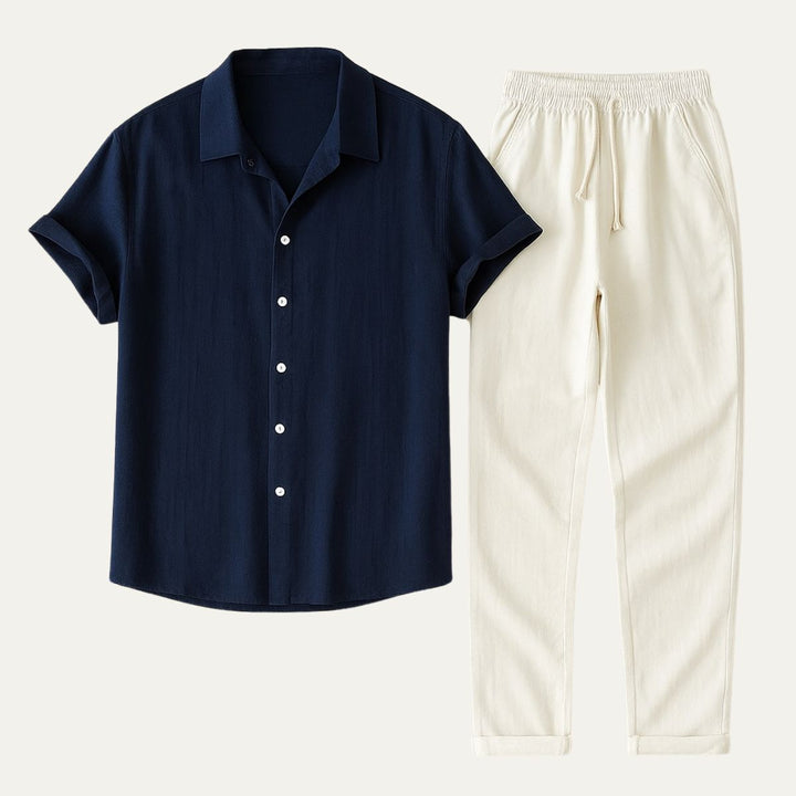 Amalfi | Men's Linen Shirt and Drawstring Pants Outfit