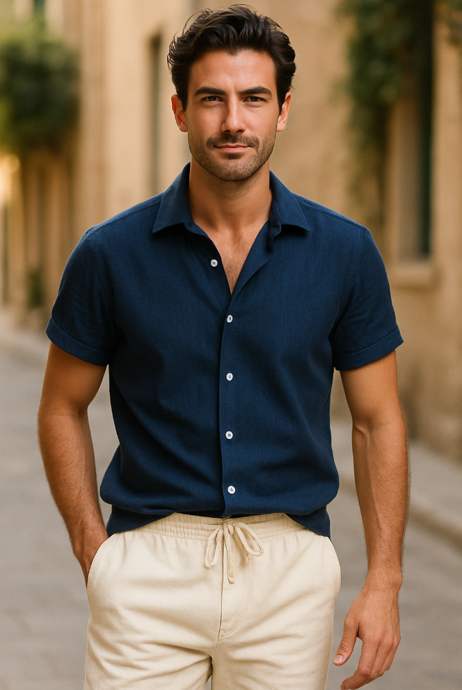 Amalfi | Men's Linen Shirt and Drawstring Pants Outfit