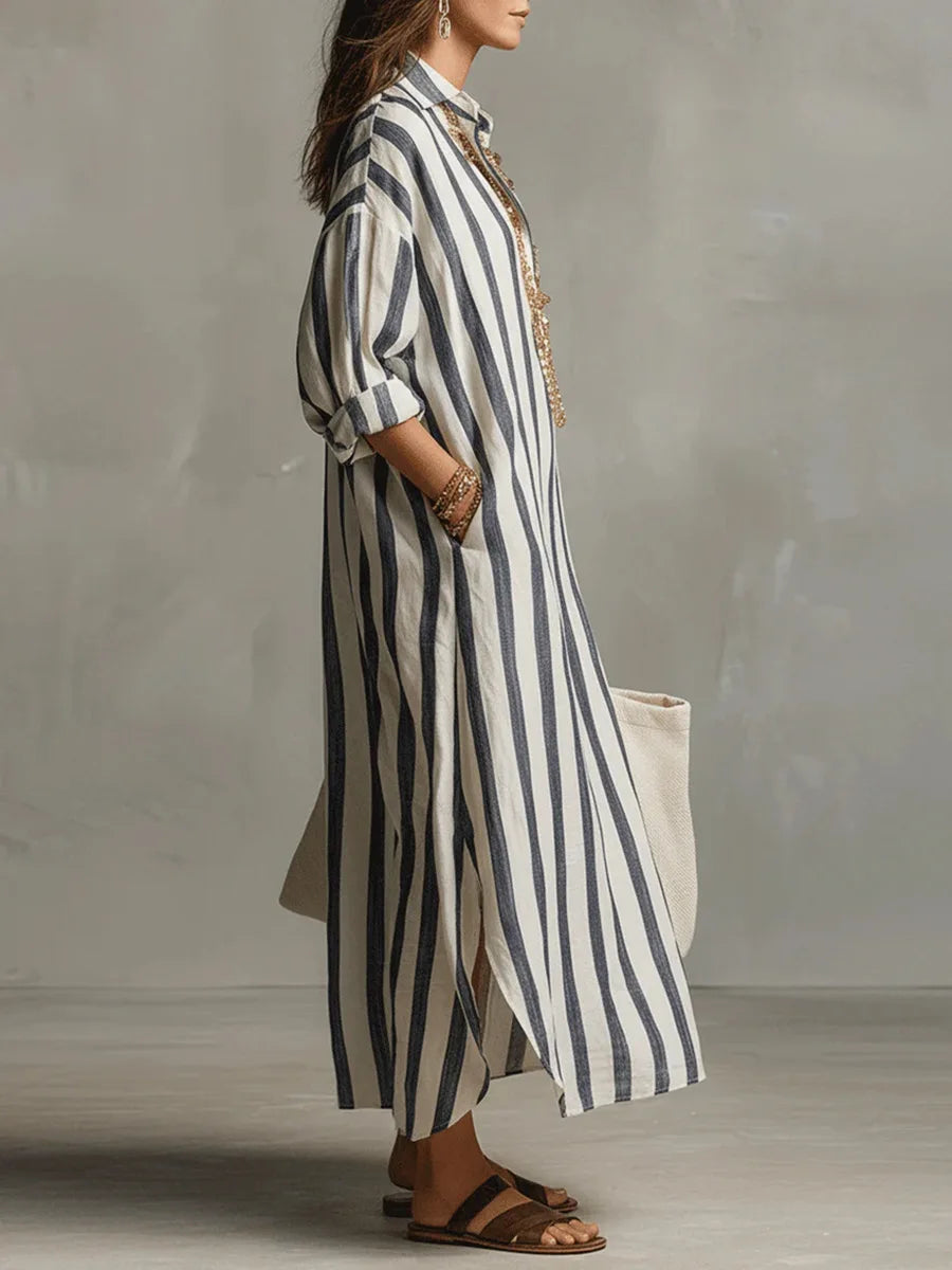 Amaris | Women's Linen Long Shirt Dress-Omni Prime Goods