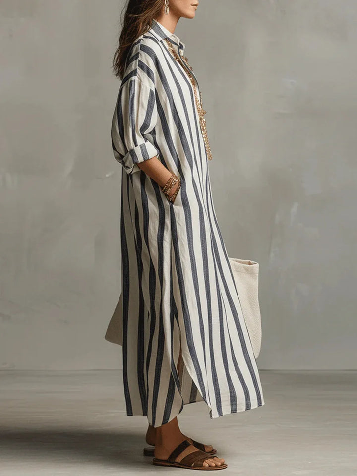 Amaris | Women's Linen Long Shirt Dress-Omni Prime Goods