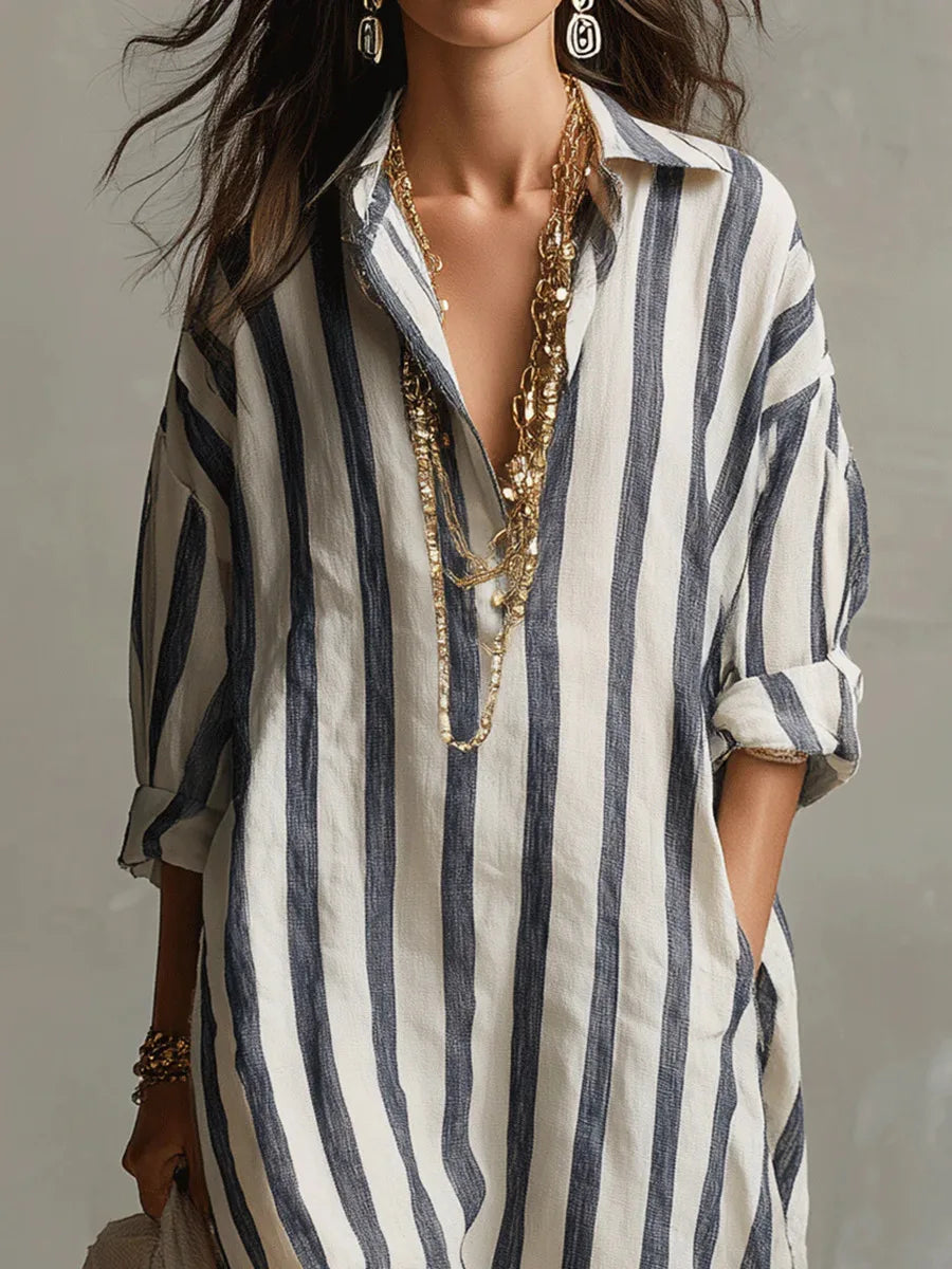 Amaris | Women's Linen Long Shirt Dress-Omni Prime Goods