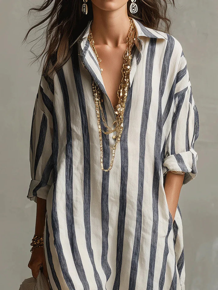 Amaris | Women's Linen Long Shirt Dress-Omni Prime Goods