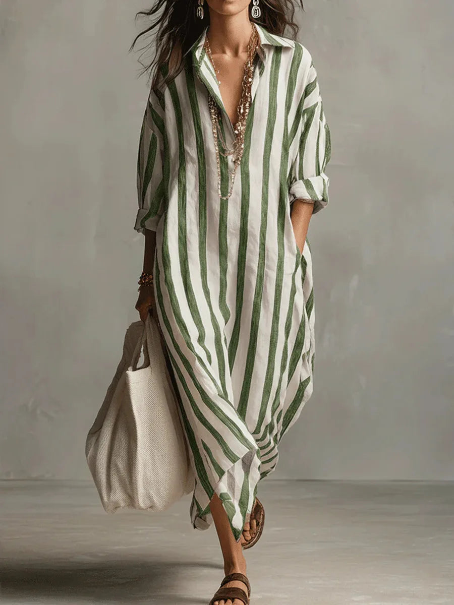 Amaris | Women's Linen Long Shirt Dress-Omni Prime Goods