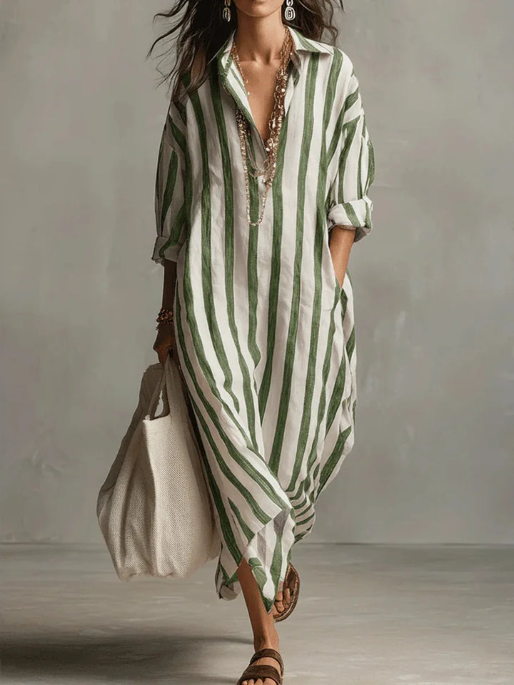 Amaris | Women's Linen Long Shirt Dress-Omni Prime Goods