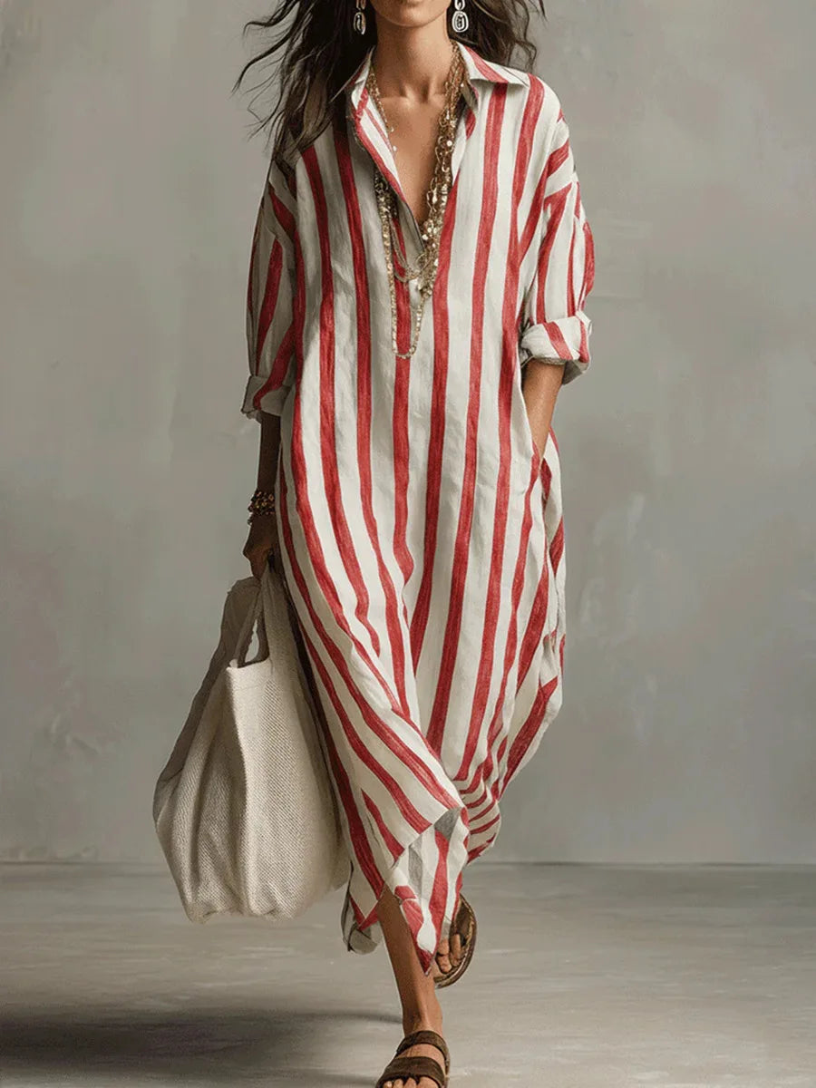Amaris | Women's Linen Long Shirt Dress-Omni Prime Goods