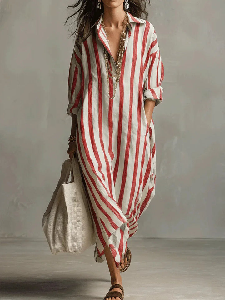 Amaris | Women's Linen Long Shirt Dress-Omni Prime Goods