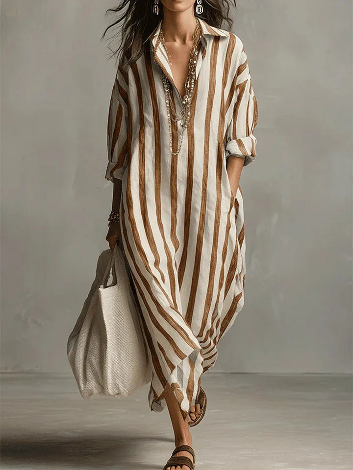 Amaris | Women's Linen Long Shirt Dress-Omni Prime Goods