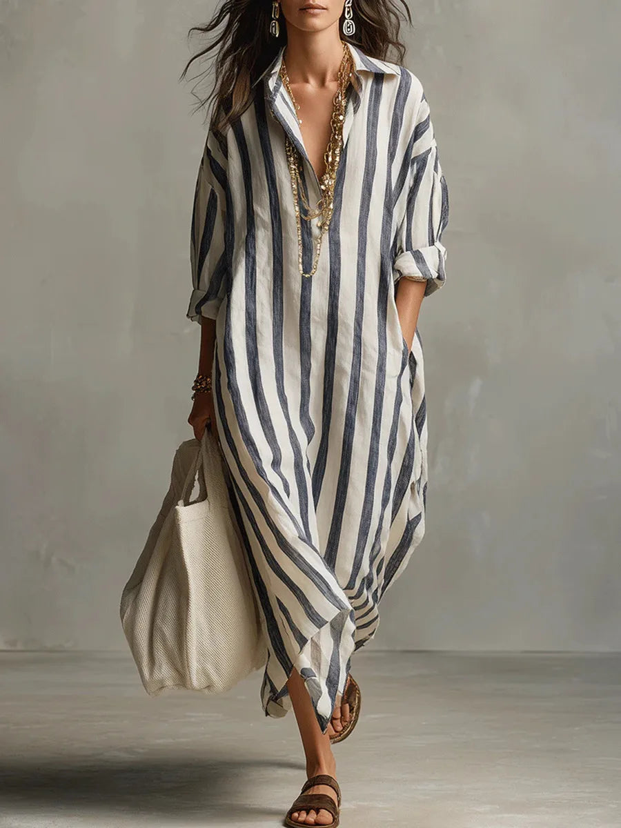 Amaris | Women's Linen Long Shirt Dress-Omni Prime Goods
